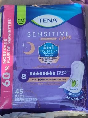 Sensitive Care Overnight Pads, Purple - 45 Count